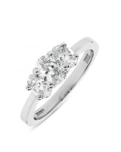 Platinum oval cut diamond three stone engagement ring. 0.50cts