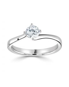 Platinum brilliant round cut single stone diamond engagement ring. 1.00cts