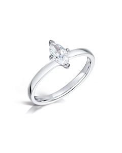 Platinum single stone marquise diamond engagement ring. 0.81cts