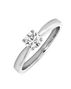 Platinum brilliant round cut single stone diamond engagement ring. 0.45cts