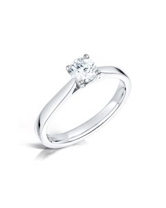 Platinum brilliant round single stone diamond engagement ring. 0.50cts