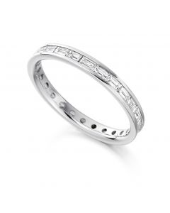 Platinum full hoop baguette cut diamond eternity ring. 1.00cts