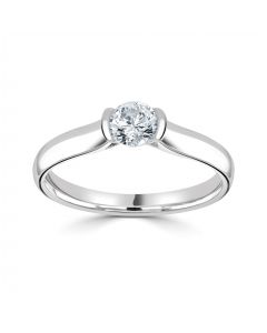 Platinum brilliant round single stone diamond engagement ring. 0.45cts