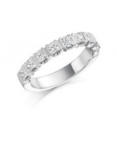 Platinum 3.5mm 9 stone princess cut diamond eternity ring. 1.00cts