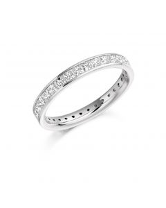 Platinum 3.10mm princess cut full hoop diamond eternity ring. 1.60cts
