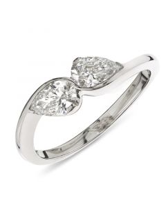Platinum two stone pear shape diamond engagement ring. 0.84cts