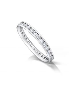 Platinum full hoop round cut diamond eternity ring. 0.90cts
