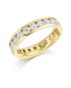 18ct yellow gold 4.5mm brilliant round cut full hoop diamond eternity ring. 2.81cts