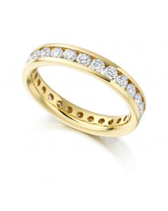18ct yellow gold 4.3mm brilliant round cut full hoop diamond eternity ring. 1.55cts