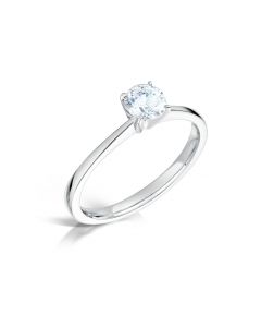 Platinum brilliant round cut diamond single stone engagement ring. 0.50cts
