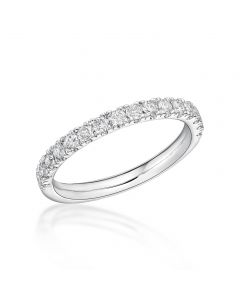 Platinum 2.4mm brilliant round cut multi stone half hoop diamond eternity ring. 0.46cts