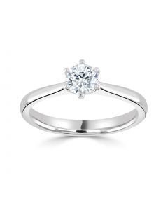 Platinum brilliant round cut single stone diamond engagement ring. 0.70cts