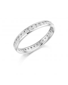 Platinum 3.80mm brilliant round cut diamond channel set full hoop eternity ring. 1.01cts