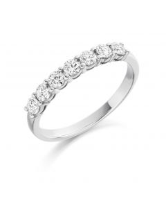 Platinum 2.65mm 7 stone brilliant round cut diamond eternity ring. 0.50cts