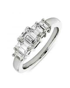 Platinum emerald cut five stone diamond engagement ring. 0.70cts