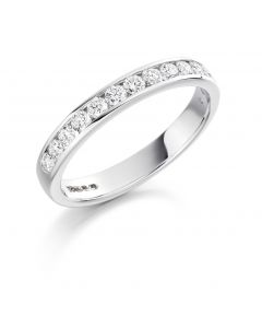 Platinum half hoop round cut diamond eternity ring. 0.50cts