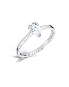 Platinum pear cut single stone diamond engagement ring. 0.50cts