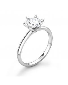 Platinum brilliant round cut single stone engagement ring. 0.55cts