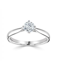 Platinum brilliant round cut single stone diamond engagement ring. 1.06cts