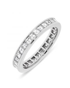 Platinum asher cut diamond full hoop eternity ring. 1.51cts