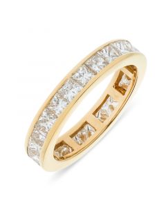 18ct yellow gold princess cut diamond full hoop eternity ring. 3.14cts
