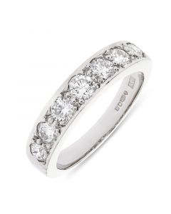 Platinum 7 stone brilliant round cut diamond eternity ring. 1.00cts