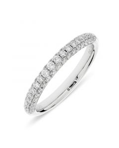 Platinum pave half hoop brilliant round cut diamond eternity ring. 0.53cts