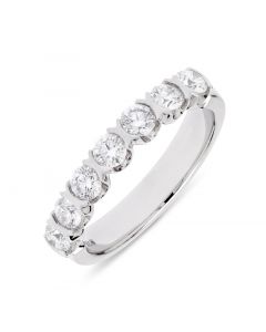 Platinum 7 stone brilliant round cut diamond eternity ring. 1.00
