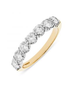 18ct yellow gold 3.65mm 7 stone brilliant round cut diamond eternity ring. 0.90cts