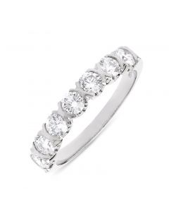 Platinum 7 stone brilliant round cut diamond eternity ring. 0.90cts