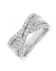 18ct white gold double row crossover dress ring. 1.14cts