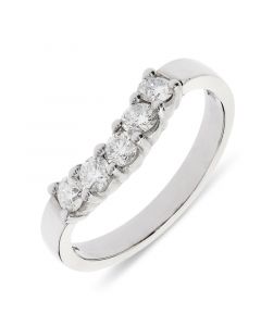 Platinum 5 stone brilliant round cut diamond wishbone eternity ring. 0.50cts