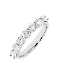 Platinum 7 stone brilliant round cut diamond eternity ring. 1.01cts