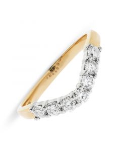 18ct yellow gold 4mm 7 stone wishbone brilliant round cut diamond eternity ring. 0.61cts