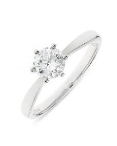 Platinum brilliant round cut single stone diamond engagement ring. 0.70cts