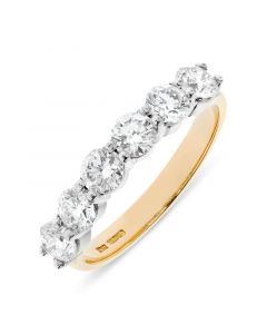 18ct yellow gold 3.7mm 6 stone brilliant round cut diamond eternity ring. 1.21cts