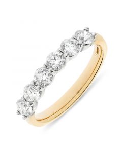 18ct yellow gold 3.5mm 6 stone brilliant round cut diamond eternity ring. 1.01cts