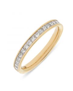 18ct yellow gold princess cut diamond half hoop eternity ring. 0.50cts