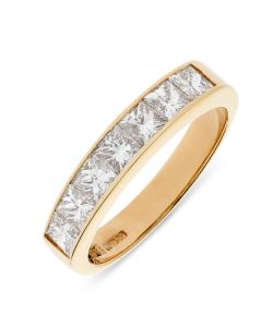 18ct yellow gold 7 stone princess cut diamond eternity ring. 1.40cts