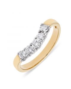 18ct yellow gold 3.6mm 5 stone wishbone brilliant round cut diamond eternity ring. 0.50cts