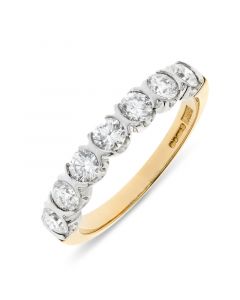 18ct yellow gold 3.75mm 7 stone brilliant round cut diamond eternity ring. 0.90cts