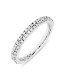 Platinum half hoop round cut double row diamond eternity ring. 0.32cts