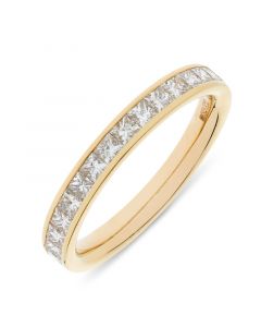 18ct yellow gold princess cut diamond half hoop eternity ring. 0.75cts