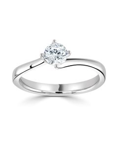 Platinum brilliant round cut single stone engagement ring. 0.56cts
