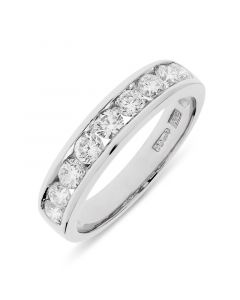Platinum 4.5mm 9 stone brilliant round cut diamond eternity ring. 1.00cts