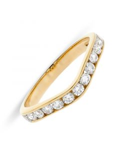 18ct yellow gold brilliant round cut diamond wishbone eternity ring. 0.52cts