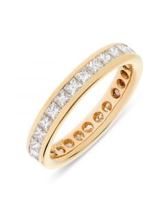 18ct yellow gold princess cut diamond full hoop eternity ring. 1.80cts