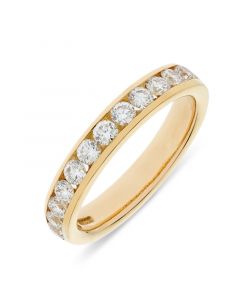 18ct yellow gold brilliant round cut diamond half hoop eternity ring. 0.75cts