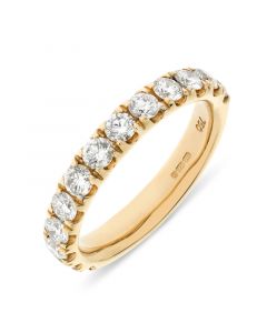 18ct yellow gold brilliant round cut diamond half hoop eternity ring. 1.06cts