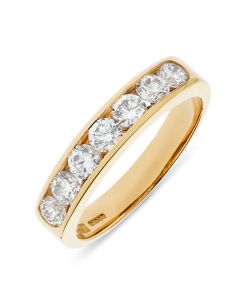 18ct yellow gold brilliant round cut diamond 7 stone eternity ring. 1.00cts